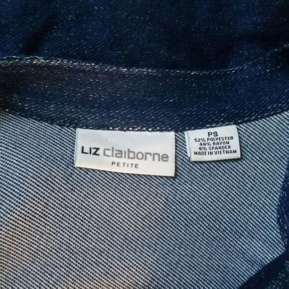 Liz Claiborne Blue Jacket Blazer Zip Petite PS - Picture 7 of 7